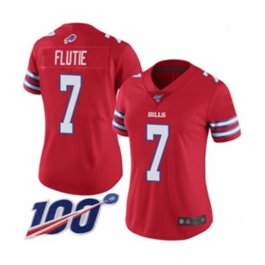 Women's Buffalo Bills #7 Doug Flutie Limited Red Rush Vapor Untouchable 100th Season Football Jersey