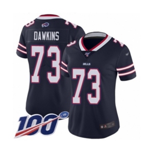 Women's Buffalo Bills #73 Dion Dawkins Limited Navy Blue Inverted Legend 100th Season Football Jersey