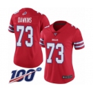 Women's Buffalo Bills #73 Dion Dawkins Limited Red Rush Vapor Untouchable 100th Season Football Jersey