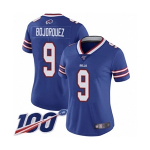 Women's Buffalo Bills #9 Corey Bojorquez Royal Blue Team Color Vapor Untouchable Limited Player 100th Season Football Jersey