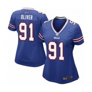 Women's Buffalo Bills #91 Ed Oliver Game Royal Blue Team Color Football Jersey