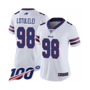 Women's Buffalo Bills #98 Star Lotulelei White Vapor Untouchable Limited Player 100th Season Football Jersey