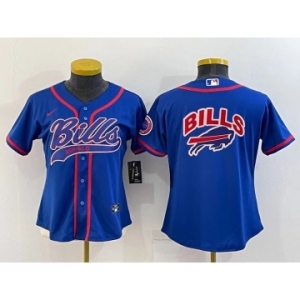 Women's Buffalo Bills Royal Team Big Logo With Patch Cool Base Stitched Baseball Jersey