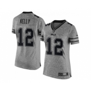 Women's Nike Buffalo Bills #12 Jim Kelly Gray Stitched NFL Limited Gridiron Gray Jersey