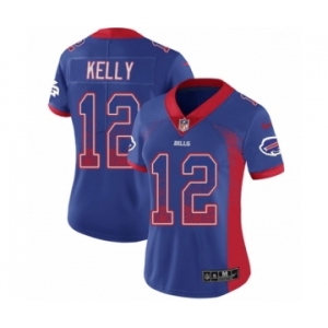 Women's Nike Buffalo Bills #12 Jim Kelly Limited Royal Blue Rush Drift Fashion NFL Jersey