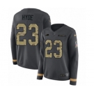 Women's Nike Buffalo Bills #23 Micah Hyde Limited Black Salute to Service Therma Long Sleeve NFL Jersey