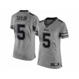 Women's Nike Buffalo Bills #5 Tyrod Taylor Gray Stitched NFL Limited Gridiron Gray Jersey