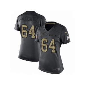 Women's Nike Buffalo Bills #64 Richie Incognito Limited Black 2016 Salute to Service NFL Jersey