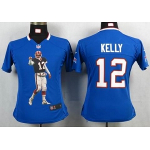 nike women nfl jerseys buffalo bills #12 jim kelly blue[portrait fashion]