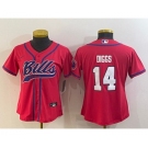 Youth Buffalo Bills #14 Stefon Diggs Red With Patch Cool Base Stitched Baseball Jersey