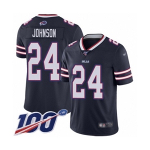 Youth Buffalo Bills #24 Taron Johnson Limited Navy Blue Inverted Legend 100th Season Football Jersey