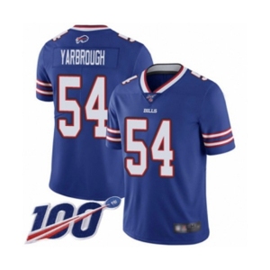 Youth Buffalo Bills #54 Eddie Yarbrough Royal Blue Team Color Vapor Untouchable Limited Player 100th Season Football Jersey