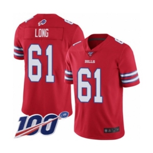 Youth Buffalo Bills #61 Spencer Long Limited Red Rush Vapor Untouchable 100th Season Football Jersey