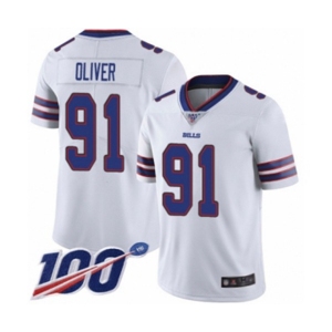 Youth Buffalo Bills #91 Ed Oliver White Vapor Untouchable Limited Player 100th Season Football Jersey