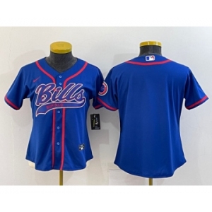 Youth Buffalo Bills Blank Royal With Patch Cool Base Stitched Baseball Jersey