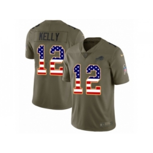 Youth Nike Buffalo Bills #12 Jim Kelly Limited Olive USA Flag 2017 Salute to Service NFL Jersey