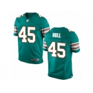 Men Nike Miami Dolphins #45 Mike Hull Elite Aqua Green Alternate NFL Jersey