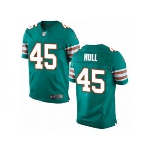 Men Nike Miami Dolphins #45 Mike Hull Elite Aqua Green Alternate NFL Jersey