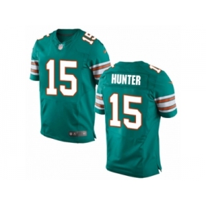 Men's Nike Miami Dolphins #15 Justin Hunter Elite Aqua Green Alternate NFL Jersey