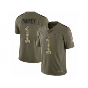 Men Nike Miami Dolphins #1 Cody Parkey Limited Olive Camo 2017 Salute to Service NFL Jersey