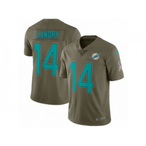 Men Nike Miami Dolphins #14 Jarvis Landry Limited Olive 2017 Salute to Service NFL Jersey