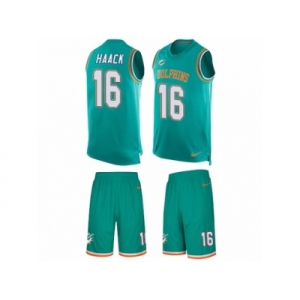 Men Nike Miami Dolphins #16 Matt Haack Limited Aqua Green Tank Top Suit NFL Jersey