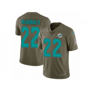 Men Nike Miami Dolphins #22 T.J. McDonald Limited Olive 2017 Salute to Service NFL Jersey