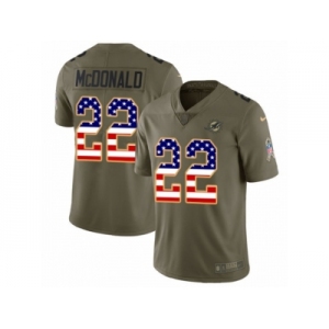 Men Nike Miami Dolphins #22 T.J. McDonald Limited Olive USA Flag 2017 Salute to Service NFL Jersey