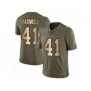 Men Nike Miami Dolphins #41 Byron Maxwell Limited Olive Gold 2017 Salute to Service NFL Jersey