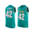 Men Nike Miami Dolphins #42 Alterraun Verner Limited Aqua Green Player Name & Number Tank Top NFL Jersey