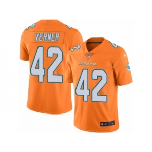 Men Nike Miami Dolphins #42 Alterraun Verner Limited Orange Rush Vapor Untouchable NFL Jersey