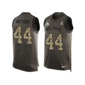 Men Nike Miami Dolphins #44 Stephone Anthony Limited Green Salute to Service Tank Top NFL Jersey