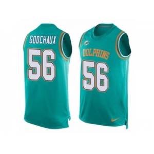 Men Nike Miami Dolphins #56 Davon Godchaux Limited Aqua Green Player Name & Number Tank Top NFL Jersey