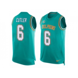 Men Nike Miami Dolphins #6 Jay Cutler Limited Aqua Green Player Name & Number Tank Top NFL Jersey