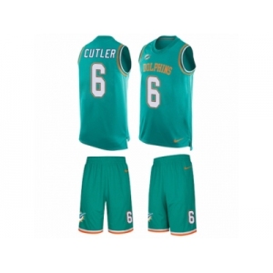 Men Nike Miami Dolphins #6 Jay Cutler Limited Aqua Green Tank Top Suit NFL Jersey