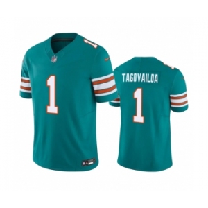 Men's Miami Dolphins #1 Tua Tagovailoa Aqua 2023 F.U.S.E Vapor Limited Stitched Football Jersey