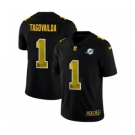 Men's Miami Dolphins #1 Tua Tagovailoa Black Golden Sequin Vapor Limited Football Jersey