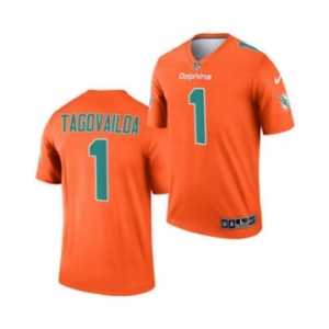 Men's Miami Dolphins #1 Tua Tagovailoa Orange 2021 Inverted Legend Stitched Jersey