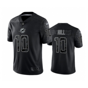 Men's Miami Dolphins #10 Tyreek Hill Black Reflective Limited Stitched Football Jersey