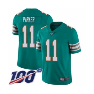 Men's Miami Dolphins #11 DeVante Parker Aqua Green Alternate Vapor Untouchable Limited Player 100th Season Football Jersey