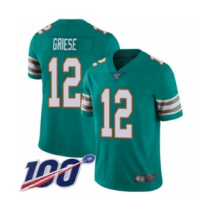 Men's Miami Dolphins #12 Bob Griese Aqua Green Alternate Vapor Untouchable Limited Player 100th Season Football Jersey