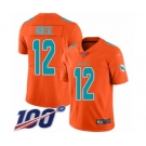 Men's Miami Dolphins #12 Bob Griese Limited Orange Inverted Legend 100th Season Football Jersey