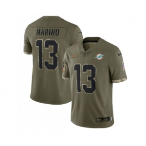 Men's Miami Dolphins #13 Dan Marino 2022 Olive Salute To Service Limited Stitched Jersey