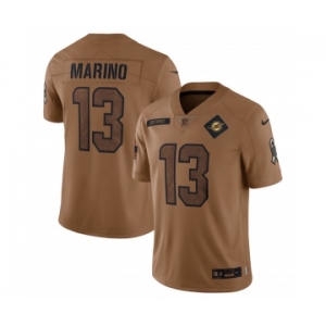 Men's Miami Dolphins #13 Dan Marino 2023 Brown Salute To Service Limited Football Stitched Jersey