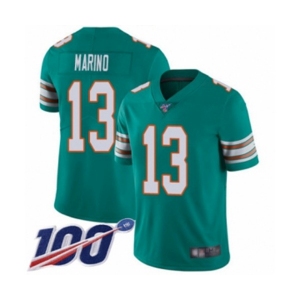 Men's Miami Dolphins #13 Dan Marino Aqua Green Alternate Vapor Untouchable Limited Player 100th Season Football Jersey