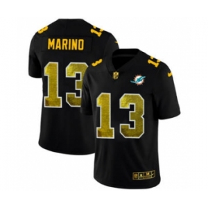 Men's Miami Dolphins #13 Dan Marino Black Golden Sequin Vapor Limited Football Jersey