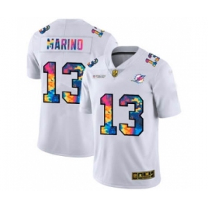 Men's Miami Dolphins #13 Dan Marino White Multi-Color 2020 Football Crucial Catch Limited Football Jersey