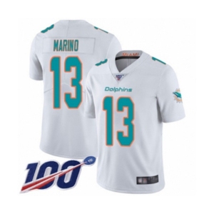 Men's Miami Dolphins #13 Dan Marino White Vapor Untouchable Limited Player 100th Season Football Jersey