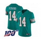 Men's Miami Dolphins #14 Ryan Fitzpatrick Aqua Green Alternate Vapor Untouchable Limited Player 100th Season Football Jersey