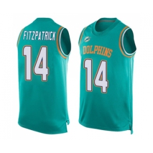 Men's Miami Dolphins #14 Ryan Fitzpatrick Limited Aqua Green Player Name & Number Tank Top Football Jersey